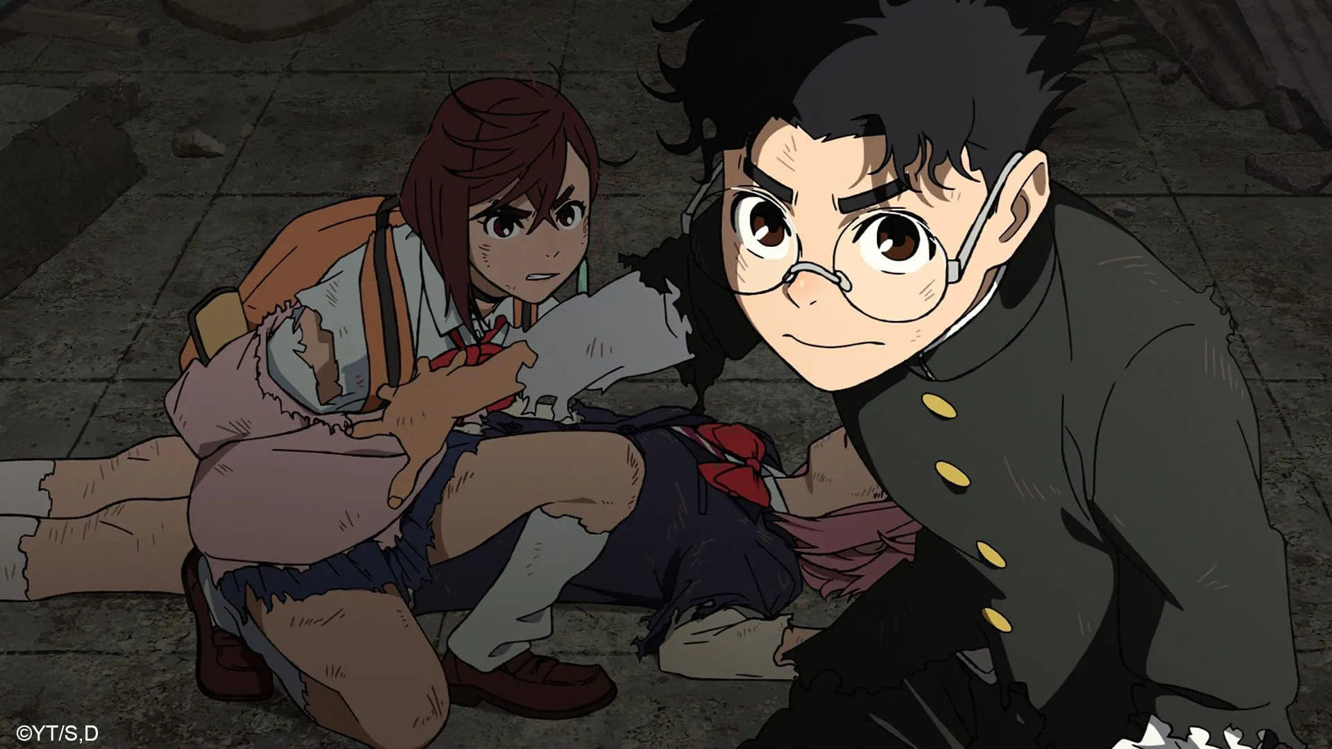 Momo Ayase e Okarun lutando lado a lado na animação Dandadan, disponíveis para assistir na plataforma de streaming UniTV